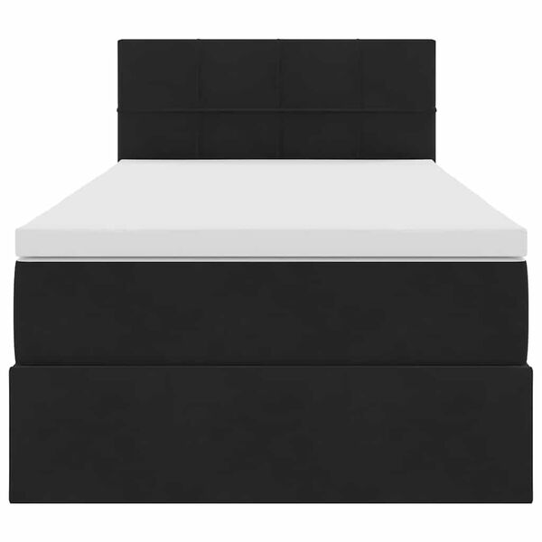 vidaXL Opbergbed met LED met matras met LED Zwart 90 x 190 cm Fluweel