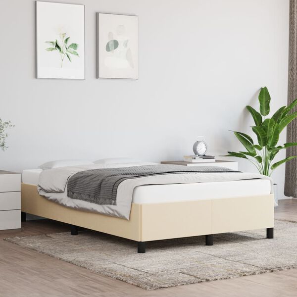 vidaXL Bedframe zonder matras 120x200 cm stof cr&egrave;mekleurig