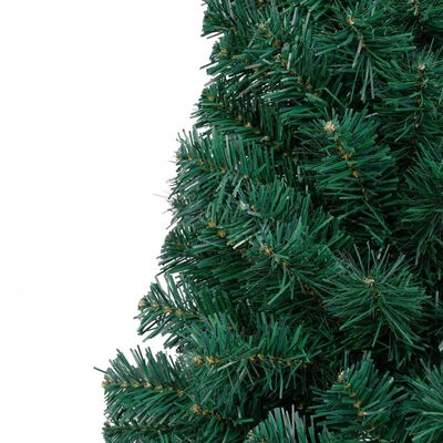 vidaXL Kunstkerstboom met verlichting half standaard 180 cm PVC groen