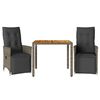 vidaXL 3-delige Bistroset met kussens poly rattan grijs