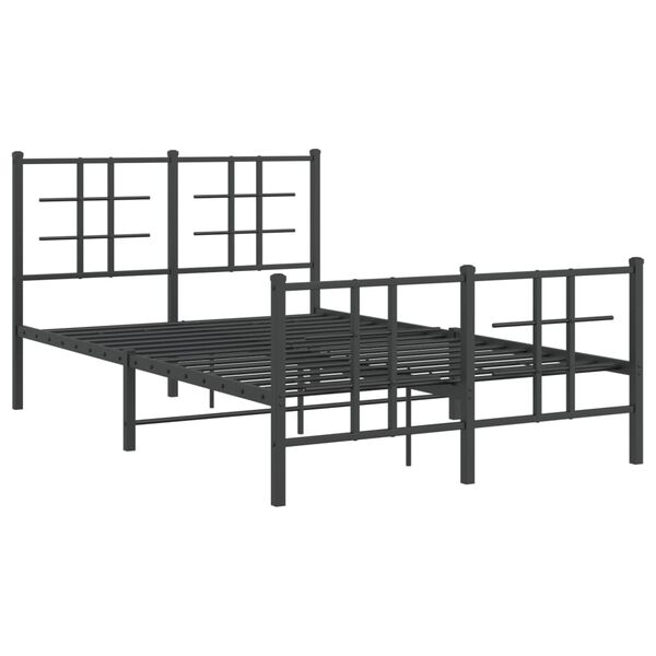 vidaXL Bedframe met hoofd- en voeteneinde metaal zwart 120x190 cm