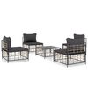 vidaXL 5-delige Loungeset met kussens poly rattan antracietkleurig