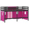 vidaXL Kinderhoogslaper met gordijnen 90x200 cm grenenhout roze