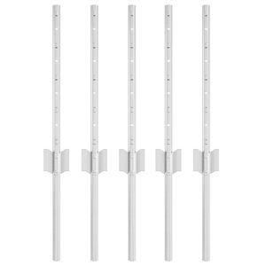 vidaXL Afrasteringspaal 5 pcs Zilver 40 cm Staal