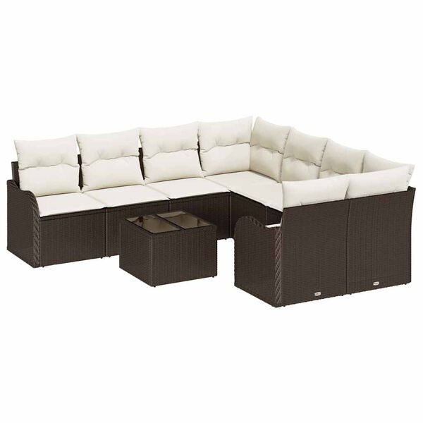 vidaXL Tuin Sofa Set met kussen met opslag 9 pcs Bruin poly rattan