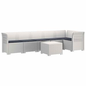 vidaXL 6-Zits Tuin Sofa met Kussens Rattan Look PP Wit