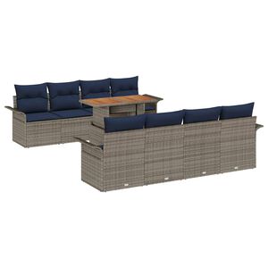 vidaXL Tuin Sofa Set 7 st Grijs en Marineblauw 100 x 55 x 73 cm
