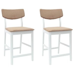 vidaXL Eettafelstoelen 2 st Massief Rubberhout Wit 48 x 49 x 95 cm