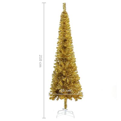vidaXL Kerstboom smal 210 cm goudkleurig
