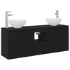 vidaXL Wandgemonteerde badkamerkastenset 3 st Zwart 129 x 35 x 80 cm