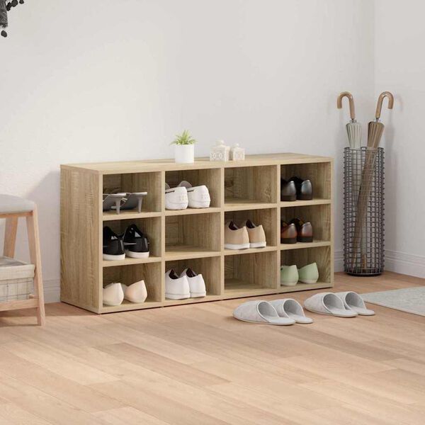 vidaXL Schoenenkast Sonoma Eiken 103 x 30 x 51 cm Bewerkt hout