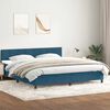 vidaXL Boxspring met matras fluweel donkerblauw 180x210 cm