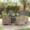 vidaXL Tuin eettafelset met kussen 5 pcs Beige poly rattan