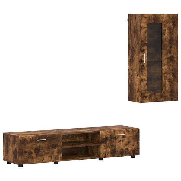vidaXL Tv-meubelset met lade FLORIN Gerookt eiken Bewerkt hout