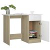 vidaXL Bureau 100x50x76 cm bewerkt hout wit en sonoma eikenkleurig