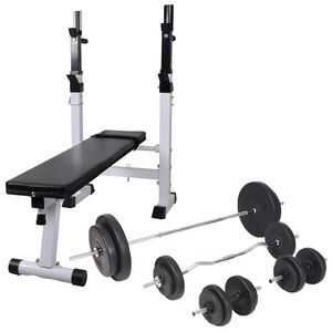 vidaXL Trainingsbank met gewichtenrek en halterset 90 kg