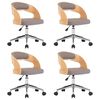 vidaXL Eetkamerstoelen 4 st draaibaar gebogen hout en stof taupe