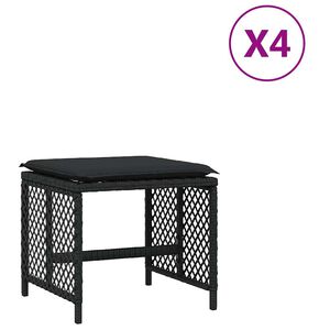 vidaXL Tuinkrukken 4 st met kussens 41x41x36 cm poly rattan zwart