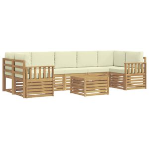 vidaXL Buiten bankenset 8 st Wit en cr&egrave;mekleurig Polyester