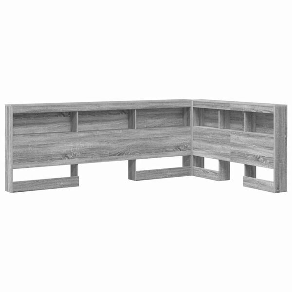 vidaXL Opberghoofdbord met plank Grijs Sonoma 207,5 x 137,5 x 76,5 cm