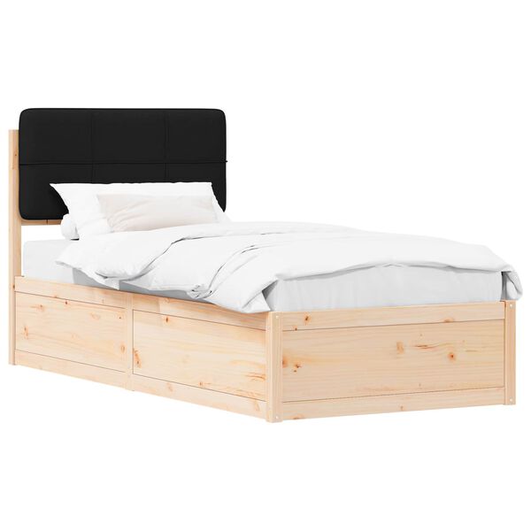 vidaXL Bedframe met Gevoerd Hoofdgedeelte Zwart 100 x 200 cm
