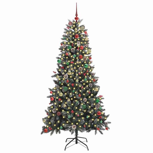 vidaXL Kunstkerstboom met 300 LED Groen 210 cm PVC en Plastic en Staal