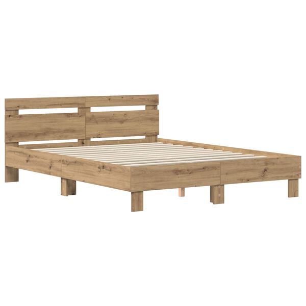 vidaXL Bedframe met hoofdeinde Artisan Eiken 160 x 200 cm Bewerkt hout