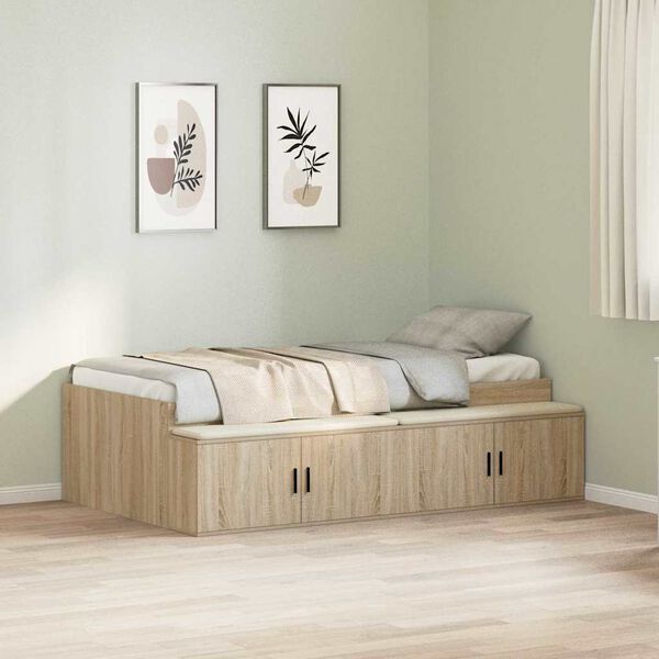 vidaXL Bedframe met lade Sonoma Eiken 90 x 200 cm Bewerkt hout