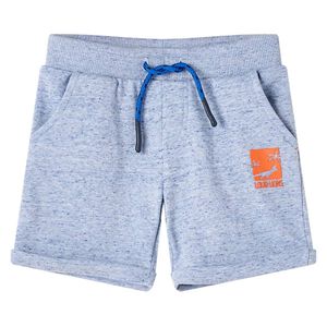 Kindershorts met trekkoord 128 gem&ecirc;leerd blauw