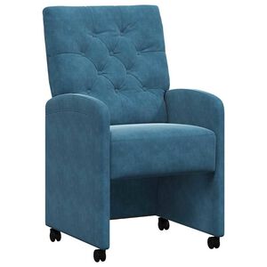 vidaXL Eetkamerstoelen met Wieltjes 2 st Fluweel Blauw 58 x 67 x 97 cm