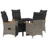 vidaXL Tuin eettafelset met kussen 5 pcs Grijs poly rattan