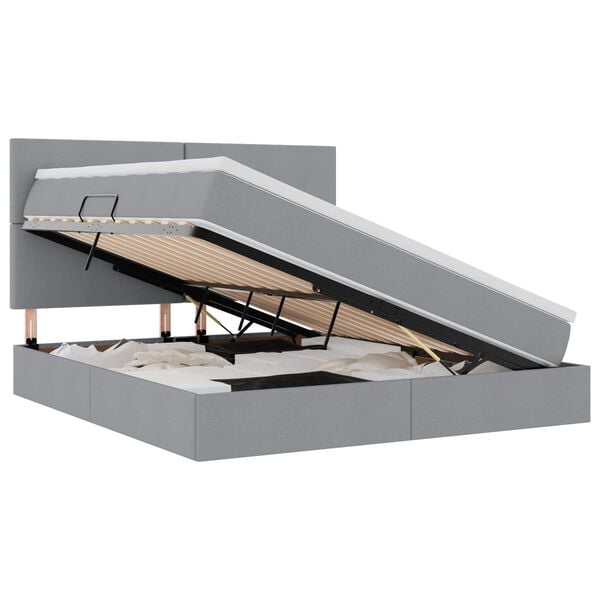 vidaXL Opslag bed met matras Lichtgrijs 160 x 200 cm Polyester