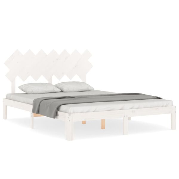 vidaXL Bedframe zonder matras massief grenenhout wit 140x190 cm
