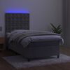 vidaXL Boxspring met matras en LED fluweel lichtgrijs 90x190 cm