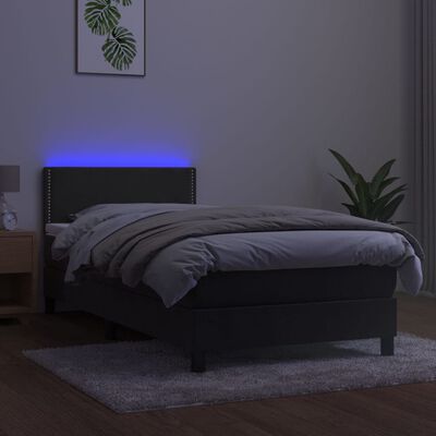 vidaXL Boxspring met matras en LED fluweel donkergrijs 90x190 cm
