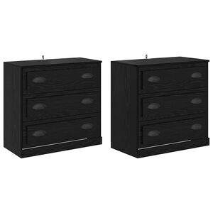 vidaXL Dressoirs 2 st Zwart Eiken 70 x 35,5 x 67,5 cm Bewerkt hout