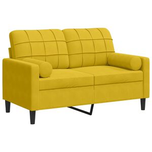 vidaXL Tweezitsbank met sierkussens 120 cm fluweel geel