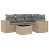 vidaXL 5-delige Loungeset met kussens poly rattan beige