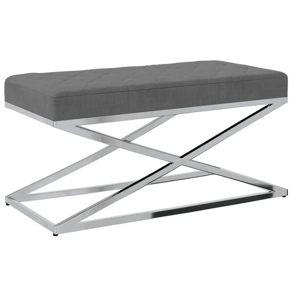 vidaXL Bankje fluweel en roestvrij staal donkergrijs