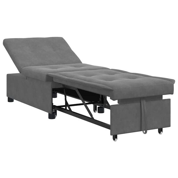 vidaXL Uittrekbare Slaapbank Donkergrijs 194 x 67 x 82 cm Microvezel