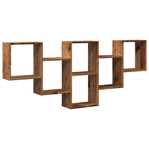 vidaXL Wandschap 159x18x66 cm bewerkt hout oud houtkleurig