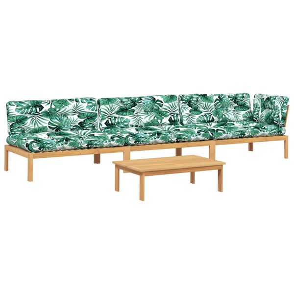 vidaXL 4-delige Loungeset pallet met kussens massief acaciahout