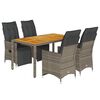 vidaXL 5-delige Bistroset met kussens poly rattan grijs