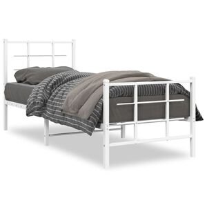 vidaXL Bedframe met hoofd- en voeteneinde metaal wit 80x200 cm