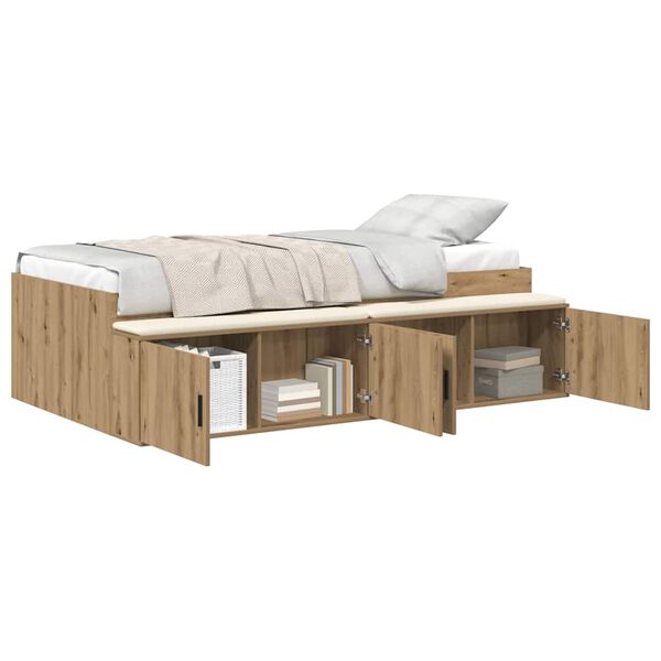 vidaXL Bedframe met lade Artisan Eiken 90 x 190 cm Bewerkt hout