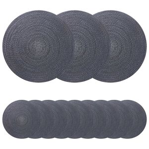 vidaXL Jute placematten 12 st Donkergrijs 100% Tossa Jute