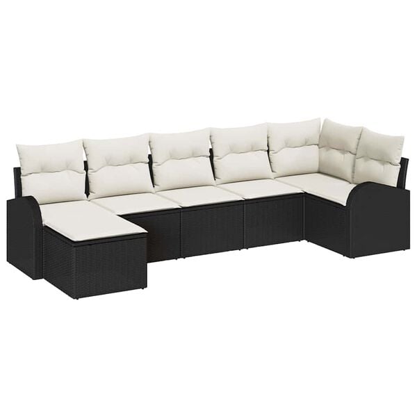 vidaXL Tuin Sofa Set 7 pcs Zwart Poly riet