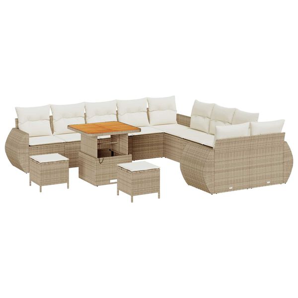 vidaXL Tuinbankenset 13 pcs Beige poly rattan