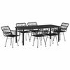 vidaXL Tuin eettafelset 7 pcs Zwart Gepoedercoat staal