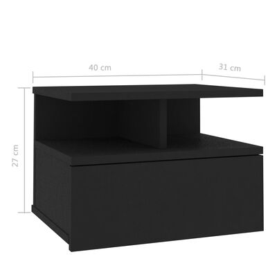 vidaXL Nachtkastje zwevend 40x31x27 cm bewerkt hout zwart